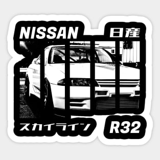 NISSAN SKYLINE GT-R R32 Black 'N White 3 (Black Version) Sticker